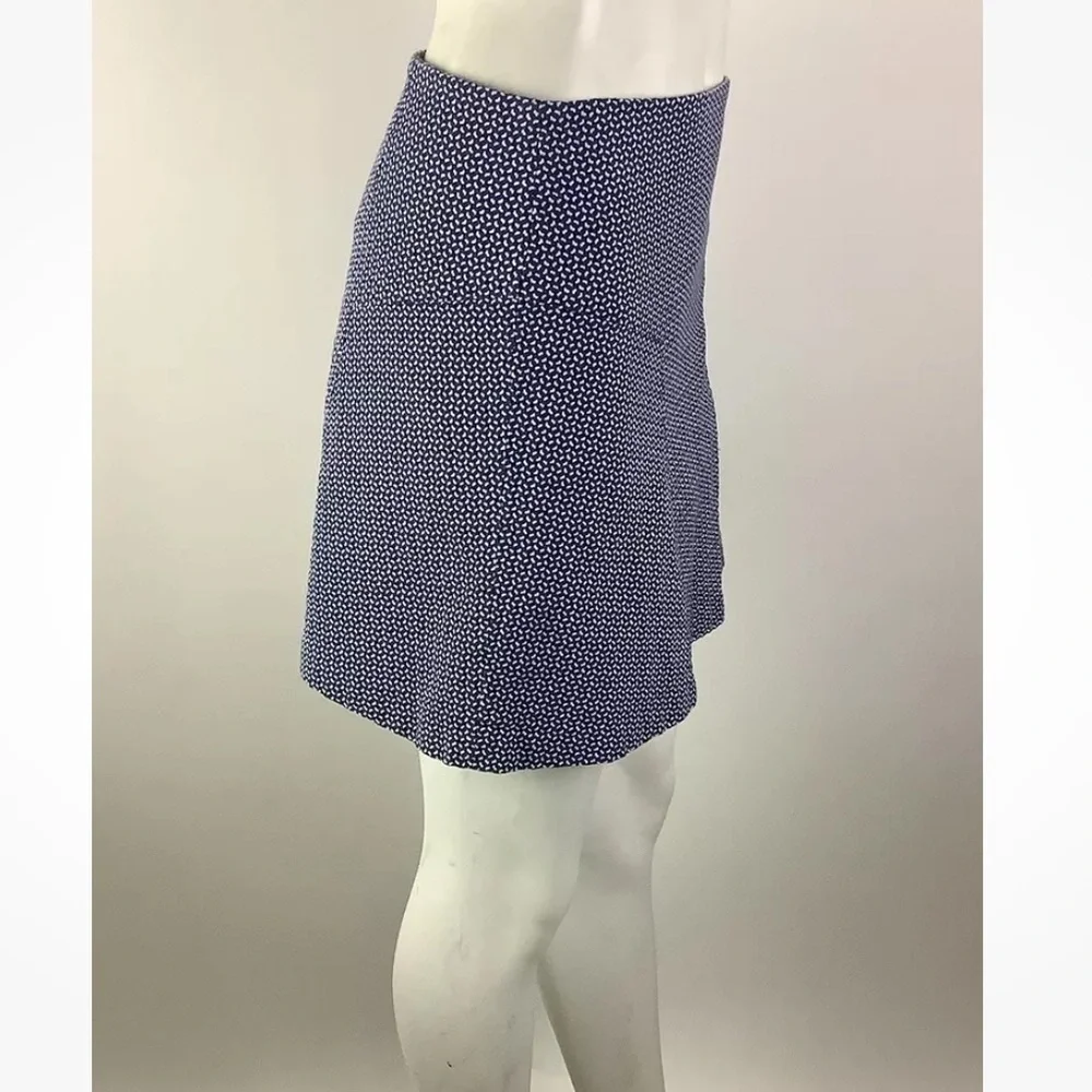 J McLaughlin Sz 2 Mini A-Line Dotted Skirt Blue Cotton Spandex Textured